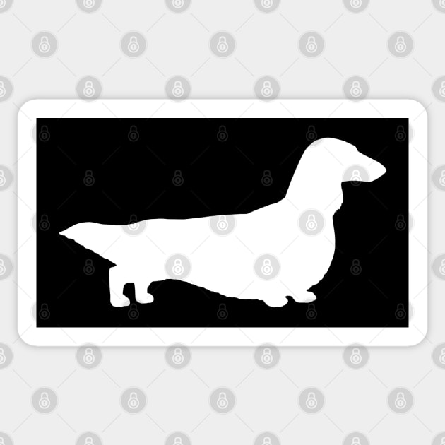 White Long Haired Dachshund Dog Breed Silhouette Sticker by Coffee Squirrel